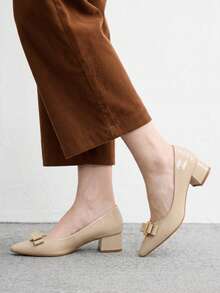 CUCCOO BIZCHIC Basic Commute To Work Thick Heel Shoes Women's High Heel Shoes - Apricot. - View 3