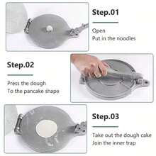 Alat Pembuat Tortilla, Taco, Roti, Tortilla Meksiko, dan Burrito dari Paduan Aluminium Tahan Lama Ukuran 6,5 Inci Warna Perak. - Perak - View 4