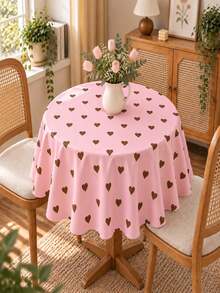 Joivida One Pink Heart Tablecloth, Made Of Peach Velvet Material, Easy To Clean For Kitchen And Dining Room Decoration, Suitable For Parties, Picnics, Home Decorations, With A Bright Style, Durable Fabric, Movable Fabric, Party Tableware - Pink love - View 7