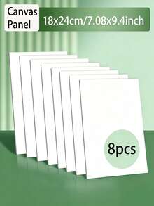 8Pcs Small Blank White Painting Canvas Boards, Assorted Sizes Flat Square Canvas Panels For Acrylic & Oil Painting - A - View 5