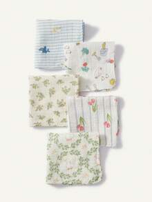 Cozy Pixies 5 Packs Of Mixed-Color Cotton Wrinkled Cloth Baby Bib Saliva Towel, Comfortable And Soft, Suitable For Newborns, Suitable For All Seasons - Multicolor - View 3