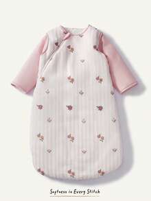 Cozy Pixies 1 Piece Baby Sleeping Bag, Thick Striped Flower Cute Sleeping Bag, Two Ways To Wear, Removable Sleeves To Wear - Multicolor - View 8