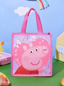 Peppa Pig X SHEIN Piggy Pattern Printed Thermal Insulation Lunch Bag, Which Can Keep Food Warm Or Cold, Picnic Bag, Large Capacity, Can Hold Lunch Boxes And Drinks, Sui - Dark pink. - View 2