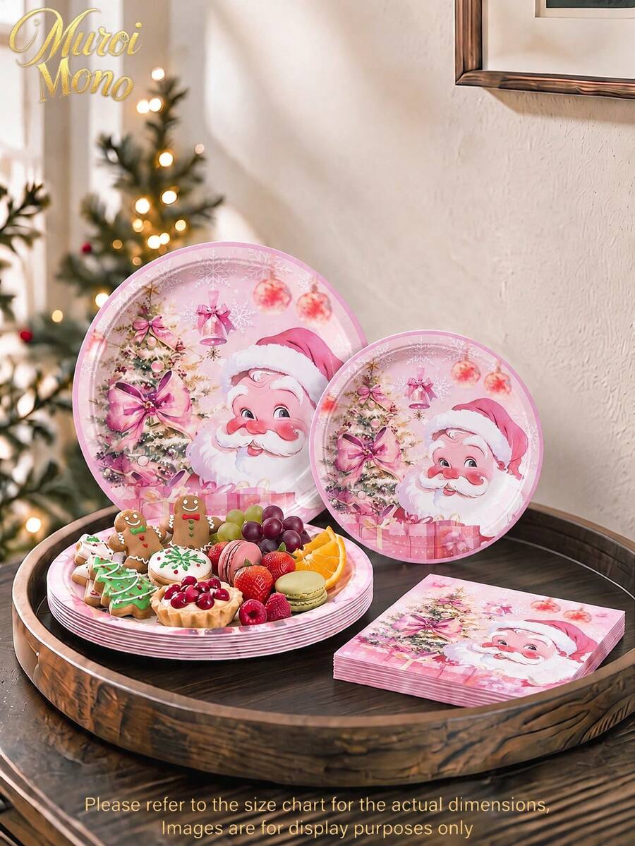 Muroi Mono 25/75 Pieces Of Disposable Party Supplies, Including Disposable Paper Plates, Napkins, Cups, Suitable For Dessert Service, Party Decorations, Various Events, And Gatherings, Including Christmas. - Style 3 - View 1