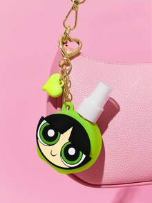 THE POWERPUFF GIRLS X SHEIN 60ml/2oz 心形熊可補充噴霧瓶附吊飾鑰匙圈，便攜式酒精、香水與液體儲存瓶，適合旅行與日常攜帶 - 綠色 - 查看 3