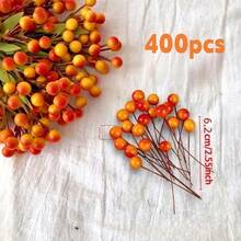 99/400Pcs Stems Artificial Flowers, Orange Red Berry Twigs, Hand-Twisted Floral Branches For DIY Crafts, Vase Arrangements, Autumn & Halloween Table Centerpieces, Party & Home Decor - Multicolor - View 16