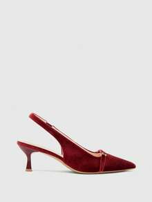CUCCOO BIZCHIC Women's Pointed Toe Buckle Design Everyday Versatile Fashion High Heels - Burgundy - View 4