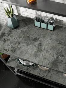 1PC Industrial Cement Pattern Self Adhesive Contact Paper Peel And Stick Cabinet Door Wall Sticker Furniture Renovation Background Wallpaper For Home Kitchen Bathroom Living Room Decor - dark gray - View 5