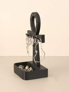 1PC Standard Size Ancient Egyptian Ankh Symbol Shaped Jewelry Organizer Stand With Holds Rings Earrings Necklaces Bracelets Compact Sturdy Non Slip Base Easy Access Desktop Storage Rack For Vanity Dresser Bedroom Office Home Decor Essential - Black - View 7