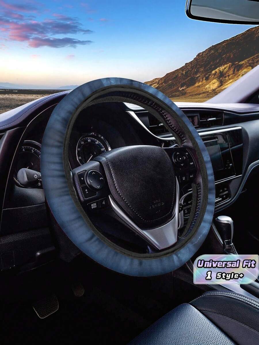 1PC Blue Tie Dye Car Steering Wheel Cover Neoprene Elastic Steering Wheel Protector Universal Fit For Most Cars Trucks Breathable Sweat Absorbing Anti Slip Washable Auto Interior Decor Accessories - A - View 1