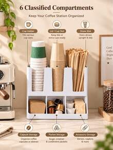 Haus Hana 1 buah Dispenser Gelas Gantung Dinding, Organizer Sedotan dan Bungkus Gula untuk Kedai Teh, Kedai Kopi, Ruang Istirahat, Rak Penyimpanan Meja untuk Gelas Kertas, Tutup, Pengaduk, Bumbu - Beraneka warna - View 5