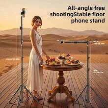 Teckwe Adjustable Floor Tripod With Rotating Telescopic Arm And Phone Holder, Featuring Height-Adjustable Extension And Telescopic Mechanism, Portable And Easy To Store. Suitable For Smartphone Photography, Live Streaming, Video Recording - 74inch - View 9