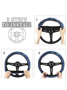 1PC Blue Tie Dye Car Steering Wheel Cover Neoprene Elastic Steering Wheel Protector Universal Fit For Most Cars Trucks Breathable Sweat Absorbing Anti Slip Washable Auto Interior Decor Accessories - A - View 4