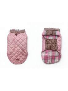 1pc,Reversible,Pink / Striped Checkered Pattern,Reversible Reflective Plaid Dog Vest, Suitable For Autumn/Winter, Warm Belly Protection, Leash Buckle, Fits Various Dog Breeds - Baby Pink - View 13