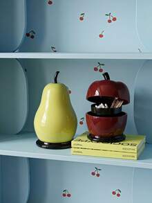 Joivida 1pc Fruit Shaped Decorative Storage Box Apple & Pear Trinket Organizer Cute Lidded Cotton Swab Container,Functional Countertop Storage Piece, Ideal For Vanity And Shelf Styling, Creative Housewarming Accent For Interior Refresh - View 1