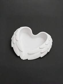 White Angel Wings Jewelry Trinket Dish, 3D Printed Non-Slip Tray For Vanity Sink Countertop, Aesthetic Home Office Desktop Decor - White - View 2