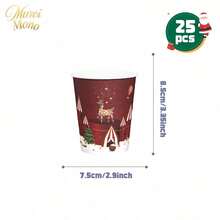 Muroi Mono 25/100件一次性派對用品，包含一次性紙盤、餐巾紙、杯子，適用於甜點服務、派對裝飾、各種活動與聚會，包含聖誕節 - 款式5 - 查看 10