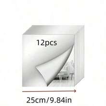 4/8/12pcs Classic Square Wall Mirror Tiles, Easy To Adhere Install, Frameless Full-Body Mirror, Suitable For Bedroom, Home Gym, Dorm Decor, Modern Aesthetic, Decorative Wall Mirror - Multicolor - View 22