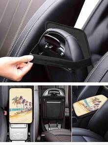 1PC Car Armrest Cover Palm Tree Beach Painting Center Console Armrest Cushion Universal Car Armrest Pad Polyester Fabric Auto Handrest Protector For Most Car Truck SUV Vehicle Interior Decor - A - View 2