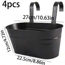 4PCS Black Metal Plant Hanging Pots, Suitable For Balcony, Garden, Wall Decor, Used For Succulent, Small Flowers Like Petunia, Zinnia - Hanging basin - View 13