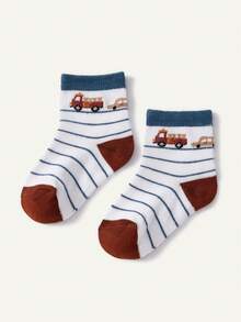 Cozy Pixies 5 Pairs Of Baby Socks, Car Socks, Colored Striped Socks, Morandi Color Children's Socks, Baby Cute Versatile Travel Socks - Multicolor - View 5