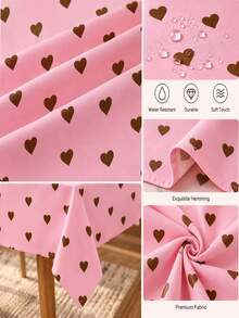 Joivida One Pink Heart Tablecloth, Made Of Peach Velvet Material, Easy To Clean For Kitchen And Dining Room Decoration, Suitable For Parties, Picnics, Home Decorations, With A Bright Style, Durable Fabric, Movable Fabric, Party Tableware - Pink love - View 10