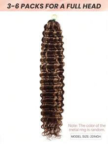 Boho Braids Feather Crochet Human Hair Highlight 4/27 Deep Wave Human Hair Extensions Pre Separated Knotless Handmade Crochet Hair For Braiding Pre Looped 16-22Inch - S4/27 - View 2