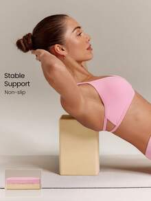 GLOWMODE Sunrise Practice Two-Tone High-Density Yoga Block With Textured Matte Non-Slip Finish For Yoga, Pilates & Advanced Practice Studio Wellness - Pink - View 1