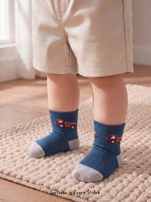 Cozy Pixies 5 Pairs Of Baby Socks, Car Socks, Colored Striped Socks, Morandi Color Children's Socks, Baby Cute Versatile Travel Socks - Multicolor - View 4