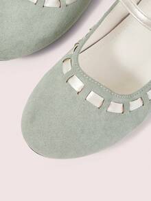 CUCCOO DOLLMOD 女款綠色麂皮紋理通勤休閒瑪麗珍平底鞋 - 薄荷綠 - 查看 4