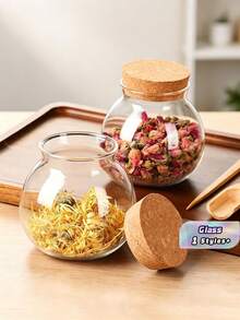 Transparent Glass Sealed Jar For Storage Of Nuts, Grains, Tea Leaves And Other Small Items - Multicolor - View 2