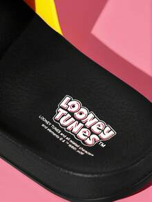 LOONEY TUNES X SHEIN 卡通女款拖鞋，透氣快乾輕量耐用 EVA 材質，適合室內外、浴室、遊樂場、游泳池、海灘穿著的涼鞋 - 芥末黃 - 查看 10
