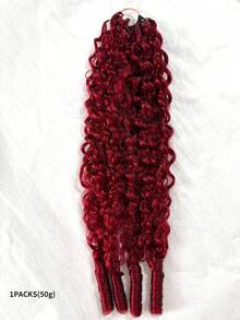 Boho Braids 99J 酒紅色捲髮羽毛鉤編真人髮接髮 Miracle Knots 預分束 50g/包 頂級酒紅女用雙髮束加厚接髮 12-24 英吋 - S99J - 查看 2