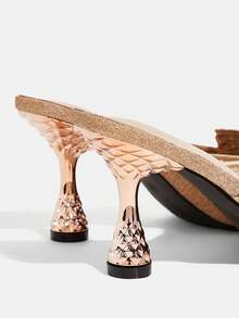 CUCCOO TILAWA Champagne Embroidery Pattern Elegant Sexy Pointed Women's High Heels - Exquisite And Fashionable Design, With A Pedal Design Stiletto Women - Champagne - View 8