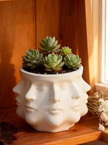 1 PC Creative Multi Face Design Decorative Functional Indoor Outdoor Plant Display Home Garden Decor Face Planter Flower Pot Halloween Party Office Balcony Patio Spring Summer Adults Plant Lovers Gardeners Unique Art Planter Creative Planter - A - View 5