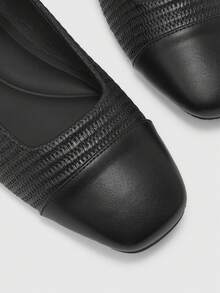 CUCCOO BIZCHIC Women's Colorblock Square Toe Buckle Strap Flat Mary Jane Shoes For Christmas Spring Shoes Fall Shoes - Dark black - View 5