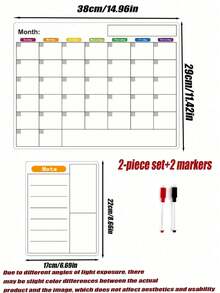 JANCHN Magnetic Dry Wiping Calendar Refrigerator Whiteboard Wall Can Write Magnetic Kitchen Monthly Family Plan Memo Plan Menu Task List Notebook Shopping School Schedule Hanging Date - Multicolor - View 9