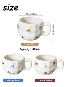 1pc Ins Style Hand-Painted Cup, Asymmetrical Embossed Body, Breakfast Coffee Mug, Girly Desktop Water Cup, Party Afternoon Tea Cup, Red Tea Cup, Large Capacity Water Mug, Coffee Cup - Multicolor - View 11