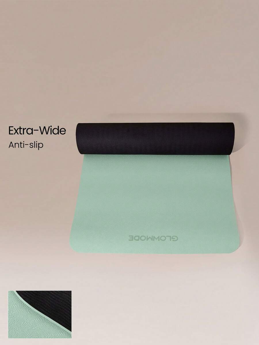 GLOWMODE Find Your Zen Extra-Wide Yoga Mat With Dual-Sided Non-Slip Grip & Sweat-Resistant Finish Yoga Pilates Studio Gym Workout Fitness Wellness Accessory - Green gray - View 1