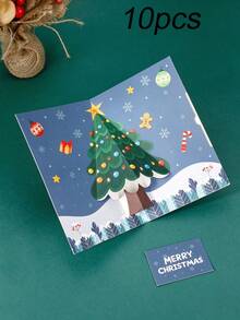 3D Pop‑Up Christmas Greeting Card, Cartoon Christmas Tree Message Card, Christmas Eve Gift, Corporate Blessing Card - multicolor - View 12