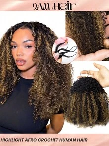 Boho Braids Highlight 棕色 Afro 捲曲 Miracle Knots 100% 真人髮 45 股/包 隱形預分束羽毛鉤編真人髮接髮 - SNATURAL/30 - 查看 1