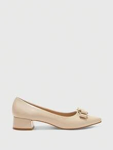 CUCCOO BIZCHIC Basic Commute To Work Thick Heel Shoes Women's High Heel Shoes - Apricot. - View 2