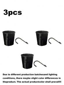 Large Wall-Mounted Flower Pot Set; Garden Pots, Plant Containers, Durable Iron Wall Hanging Planters; Sturdy And Durable; Equipped With Detachable Hooks; Suitable For Railings, Fences, Balconies, Courtyards, Gardens And Indoor Decoration - Hanging Flower Pots - View 10