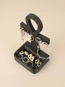 1PC Standard Size Ancient Egyptian Ankh Symbol Shaped Jewelry Organizer Stand With Holds Rings Earrings Necklaces Bracelets Compact Sturdy Non Slip Base Easy Access Desktop Storage Rack For Vanity Dresser Bedroom Office Home Decor Essential - Black - View 6