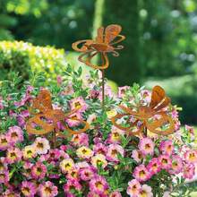 Rustic Wrought Iron Insect Garden Stake, Vintage Dragonfly Butterfly Bee Sculpture, Decorative Yard Art For Lawn, Terrace, Courtyard Outdoor Landscape - insect - View 6