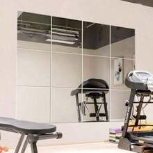 4/8/12pcs Classic Square Wall Mirror Tiles, Easy To Adhere Install, Frameless Full-Body Mirror, Suitable For Bedroom, Home Gym, Dorm Decor, Modern Aesthetic, Decorative Wall Mirror - Multicolor - View 20