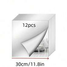 4/8/12pcs Classic Square Wall Mirror Tiles, Easy To Adhere Install, Frameless Full-Body Mirror, Suitable For Bedroom, Home Gym, Dorm Decor, Modern Aesthetic, Decorative Wall Mirror - Multicolor - View 24