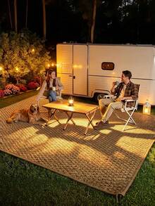 1 Piece Brown Pineapple Pattern, Simple Outdoor Rug For Home Decoration, Soft Texture And Easy To Clean Rug, Spring And Autumn Home Decoration Rug | Suitable For Small Courtyards | RV Front And Other Areas Rug | Balcony Picnic Seaside Beach Rug - Brown - View 7