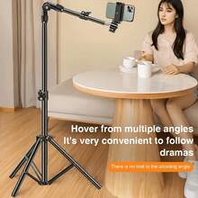 Teckwe Lazy Person Support Bracket Adjustable Floor Tripod With Rotating Telescopic Arm And Phone Holder, Featuring Adjustable Height And Angle. Suitable For Smartphone Photography, Live Streaming, Video Recording, Cooking, Painting, And Food Photography - A Stable Tripod Structure - 55inch - View 6