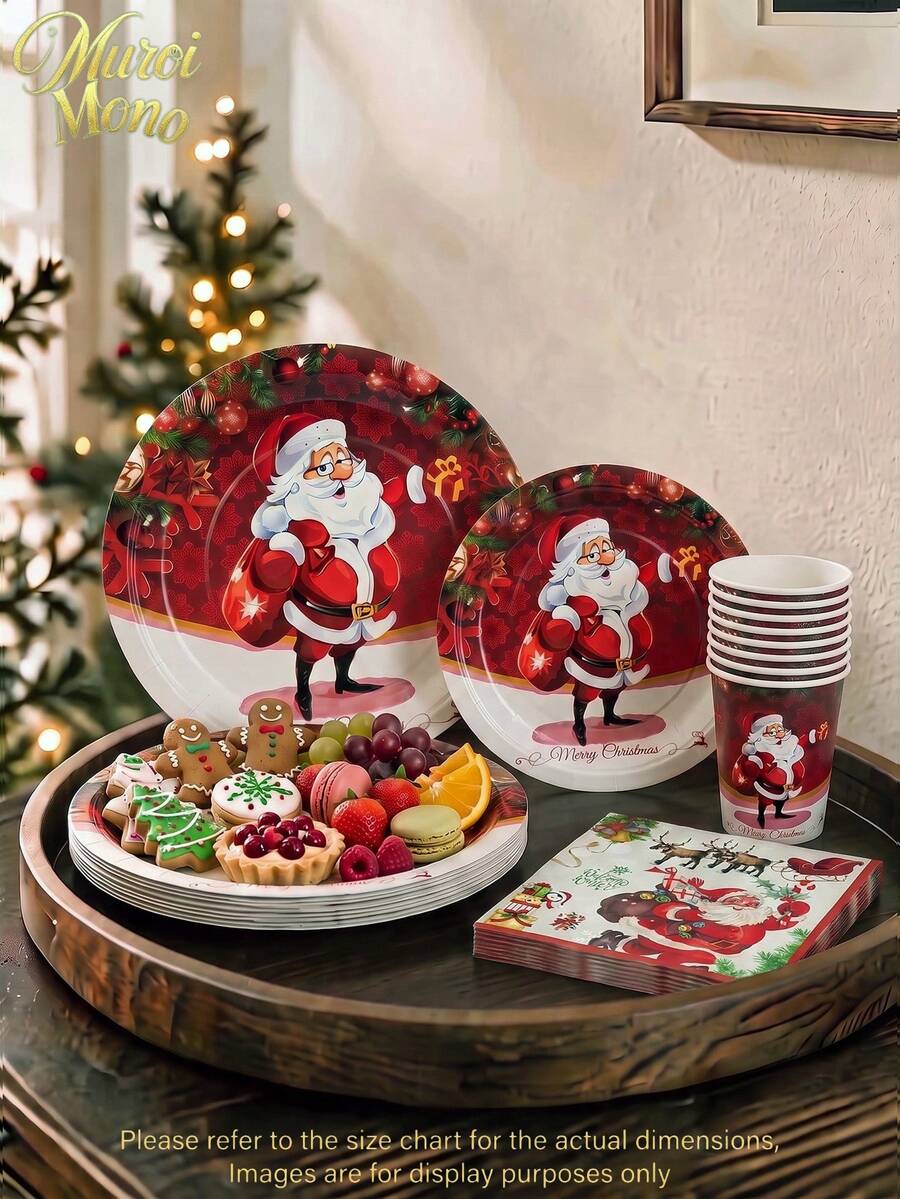 Muroi Mono 25/100 Pieces Of Disposable Party Supplies, Including Disposable Paper Plates, Napkins, Cups, Suitable For Dessert Service, Party Decorations, Various Events, And Gatherings, Including Christmas. - Style 3 - View 1